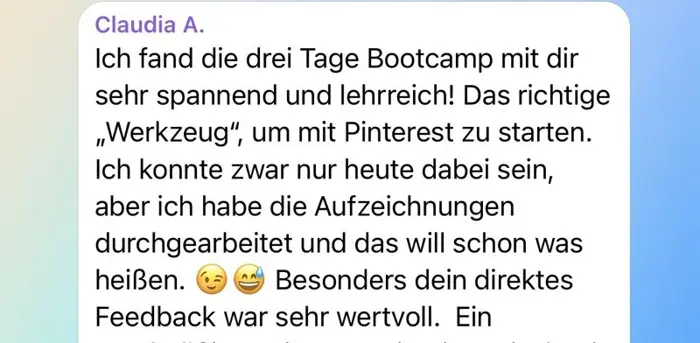 Feedback Bootcamp-Teilnehmerin